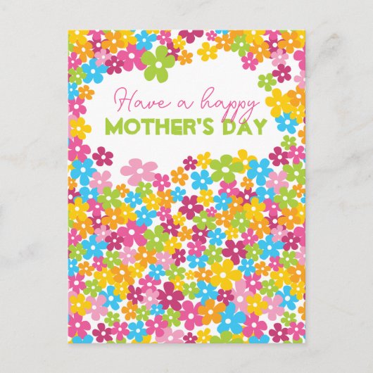 Schattigee kleurrijke madeliefjes Happy Moederdag Briefkaart (Voorkant)