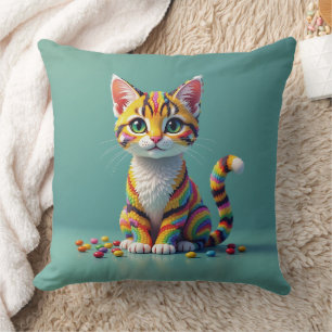 Schattigee kleurrijke Margay Snoep Cat Kussen