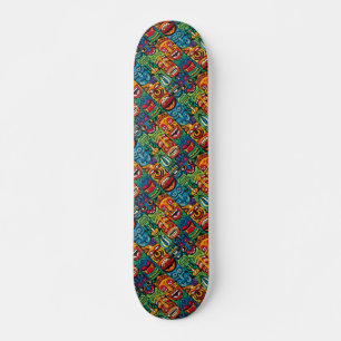 Schattigee Kleurrijke Moderne Tropische Tiki Gezic Skateboard