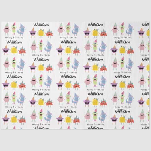 Schattigee Kleurrijke Monsters Grappige Kids Verja Tissuepapier (Voorkant)