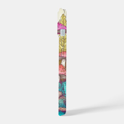 Schattigee Kleurrijke Mushroom House Art iPhone 15 Hoesje (Linkerkant)