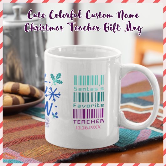 Schattigee Kleurrijke Naam Kerstleraar Gift Mok
