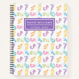 Schattigee Kleurrijke Nummers Patroon Kinder Naam  Notitieboek