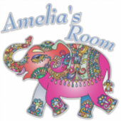 Schattigee Kleurrijke Olifant Kind Slaapkamerdeur  Sticker (Voorkant)