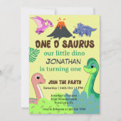 Schattigee kleurrijke One O Saurus 1e Dinosaurus V Kaart (Voorkant)