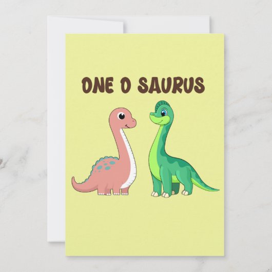 Schattigee kleurrijke One O Saurus 1e Dinosaurus V Kaart (Achterkant)