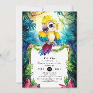 Schattigee kleurrijke papegaai Verjaardag Kaart