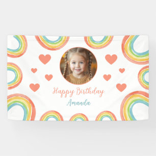 Schattigee kleurrijke pastel regenboog meisjes fot spandoek