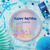 Schattigee kleurrijke pastel zeemeermin Rainbow Bi Papieren Bordje (Feest)