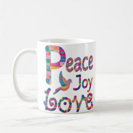 Schattigee kleurrijke Peace Love Joy Christmas & C Koffiemok