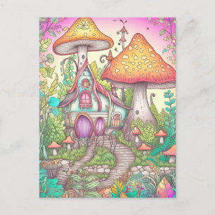Schattigee kleurrijke psychedelische paddestoelen  briefkaart