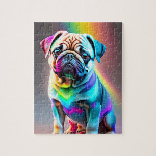 Schattigee kleurrijke pug legpuzzel