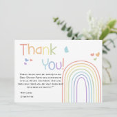 Schattigee kleurrijke regenboog Baby shower dank u Bedankkaart (Staand voorkant)
