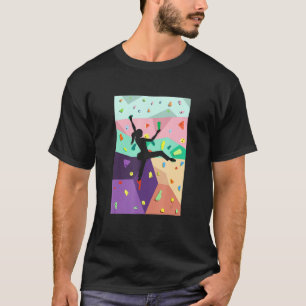 Schattigee Kleurrijke Rock Klimmen Bouldering Wall T-shirt
