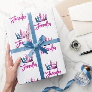 Schattigee kleurrijke roze koninklijke prinses kro cadeaupapier