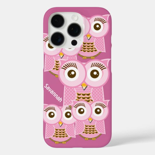 Schattigee Kleurrijke Roze Uilen Verander Paarse n Case-Mate iPhone Case (Achterkant)