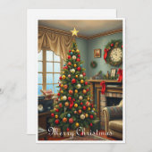Schattigee kleurrijke rustieke vrolijke kerstboom feestdagenkaart (Voorkant / Achterkant)