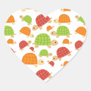 Schattigee kleurrijke schildpadden ontwerp hart sticker