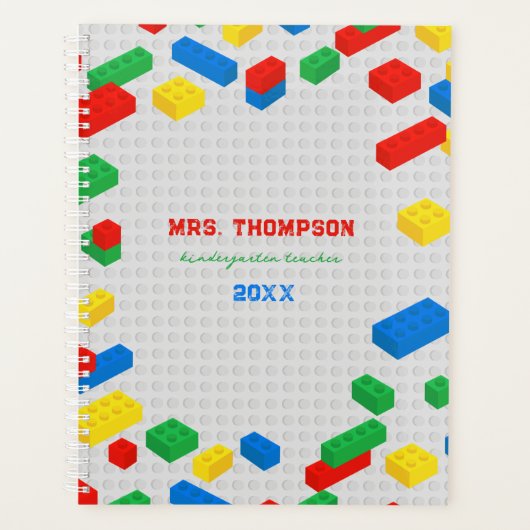 Schattigee kleurrijke stenen bouwstenen Kinder ler Planner (Voorkant)