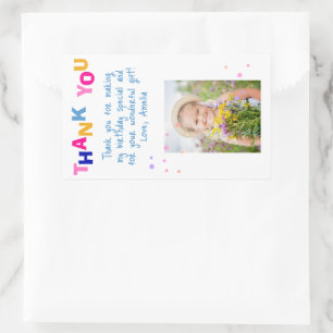 Schattigee Kleurrijke Sterren Meisje Foto Verjaard Rechthoekige Sticker