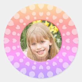 Schattigee kleurrijke Sweet Heart lijst sjabloon Ronde Sticker
