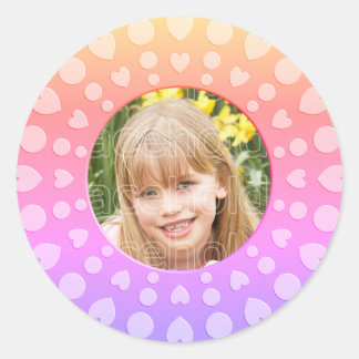 Schattigee kleurrijke Sweet Heart lijst sjabloon Ronde Sticker
