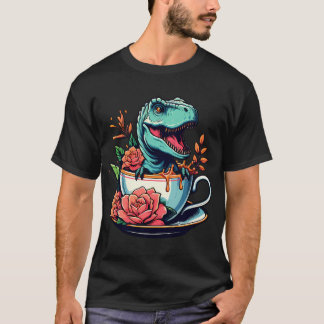 Schattigee kleurrijke Tea Rex met bloemen T-shirt