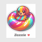 Schattigee Kleurrijke teckel in Rainbow Pool Float Sticker (Vel)