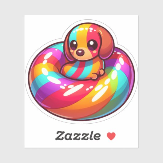 Schattigee Kleurrijke teckel in Rainbow Pool Float Sticker (Vel)