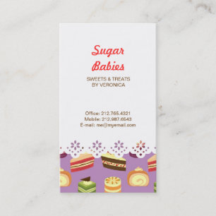 Schattigee & kleurrijke theekoeken geïllustreerd p visitekaartje