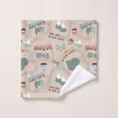 Schattigee kleurrijke treinen op treinrails Kinder Bad Handdoek (Wasdoekje)