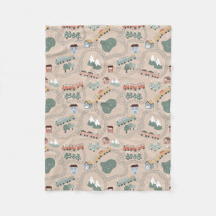 Schattigee kleurrijke treinen op treinrails Kinder Fleece Deken