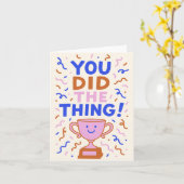 Schattigee kleurrijke trofee Afstuderen gefelicite Kaart (Gele Bloem)