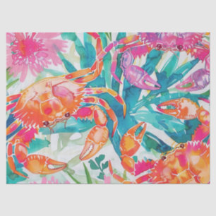 Schattigee kleurrijke tropische Waterverf krabben Tissuepapier