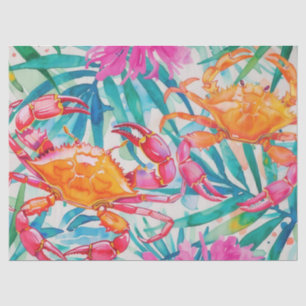 Schattigee kleurrijke tropische Waterverf krabben Tissuepapier