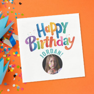 Schattigee Kleurrijke Turquoise Verjaardag Party B Servet