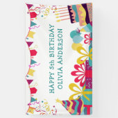 Schattigee kleurrijke verjaardagsfeest aangepaste  spandoek (Verticaal)