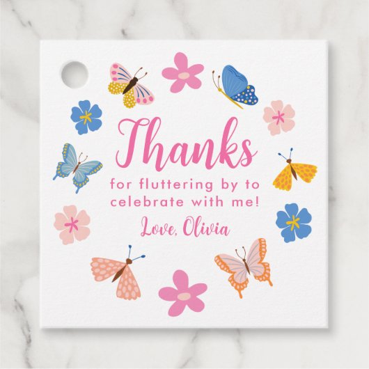 Schattigee kleurrijke vlinders Verjaardag Dank u Bedankjes Labels (Voorkant)