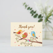 Schattigee kleurrijke vogeltjes dank je briefkaart (Staand voorkant)