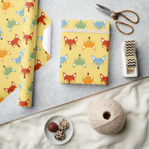 Schattigee kleurrijke vos cadeaupapier