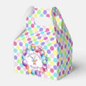 Schattigee Kleurrijke Waterverf Bunny en Polka Dot Bedankdoosjes (Achterkant)