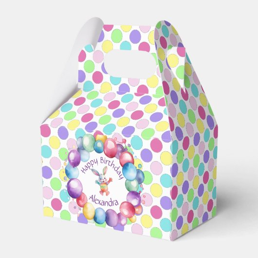 Schattigee Kleurrijke Waterverf Bunny en Polka Dot Bedankdoosjes (Achterkant)