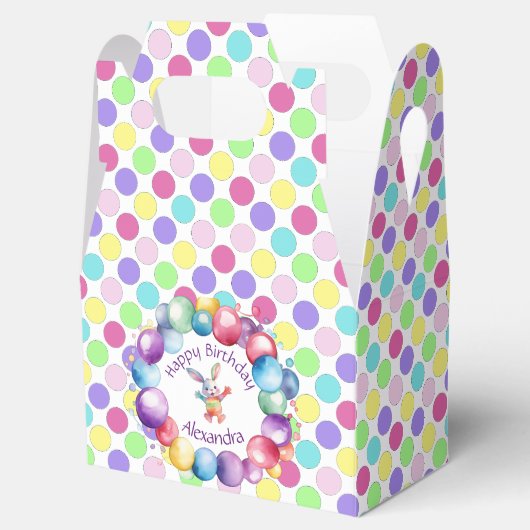 Schattigee Kleurrijke Waterverf Bunny en Polka Dot Bedankdoosjes (Geopend)