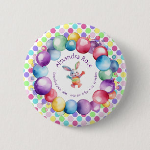 Schattigee Kleurrijke Waterverf Bunny en Polka Dot Ronde Button 5,7 Cm