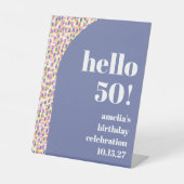 Schattigee Kleurrijke Waterverf Dot Custom Verjaar Reclamebord Met Voetstuk (Voorkant)