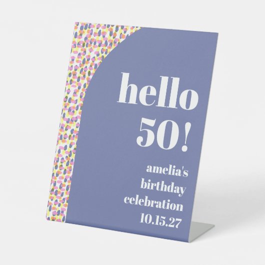 Schattigee Kleurrijke Waterverf Dot Custom Verjaar Reclamebord Met Voetstuk (Voorkant)