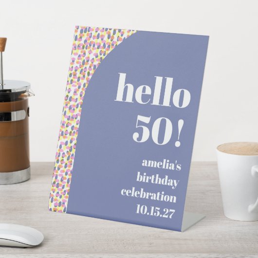 Schattigee Kleurrijke Waterverf Dot Custom Verjaar Reclamebord Met Voetstuk (Insitu)