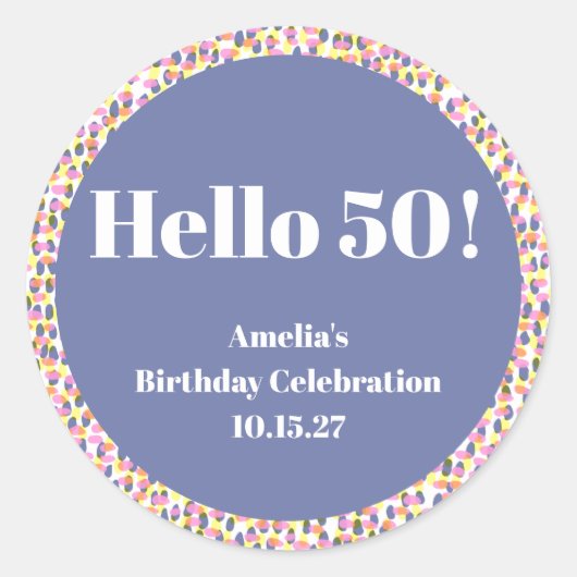Schattigee Kleurrijke Waterverf Dot Custom Verjaar Ronde Sticker (Voorkant)