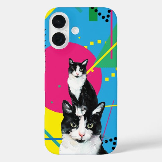 Schattigee Kleurrijke Waterverf Katten met Retro P Case-Mate iPhone Case (Achterkant)