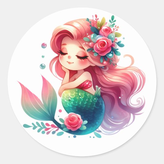 Schattigee Kleurrijke Zeemeermin Stickers (Voorkant)